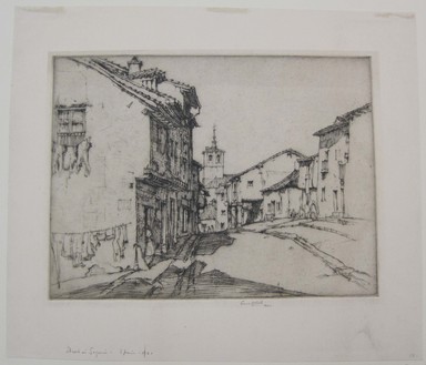 Ernest David Roth (American, 1879–1964). <em>Street in Segovia, Spain</em>, 1921. Etching on laid paper, image: 7 1/2 x 9 13/16 in. (19 x 25 cm). Brooklyn Museum, Gift of William Lybrand, 48.193.79 (Photo: Brooklyn Museum, CUR.48.193.79.jpg)