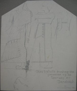Edwin Howland Blashfield (American, 1848-1936). <em>Dendera</em>, 1887. Graphite on paper mounted to paperboard, Sheet (irregular): 9 15/16 x 8 5/16 in. (25.2 x 21.1 cm). Brooklyn Museum, Gift of John H. Field, 48.217.13 (Photo: Brooklyn Museum, CUR.48.217.13.jpg)