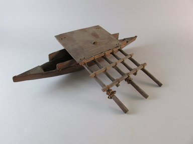 Marshallese. <em>Outrigger Canoe Model</em>, before 1900. Wood, fiber, 15 3/4 x 10 in. (40 x 25.4 cm). Brooklyn Museum, Gift of Mrs. James C. Pryor, 48.31.22. Creative Commons-BY (Photo: Brooklyn Museum, CUR.48.31.22.jpg)