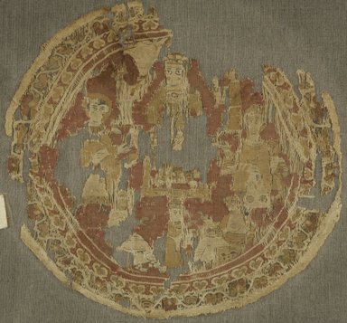 Coptic. <em>Roundel Fragment with Figural Decoration</em>, 6th–7th century C.E. Linen, wool, Diam. 7 1/2 in. (19.1 cm). Brooklyn Museum, Charles Edwin Wilbour Fund, 49.19. Creative Commons-BY (Photo: Brooklyn Museum (in collaboration with Index of Christian Art, Princeton University), CUR.49.19_ICA.jpg)