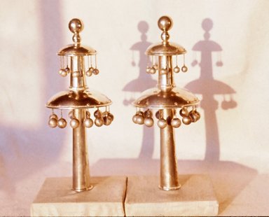  <em>Torah Finials or Rimonim</em>, ca. 1900. Silver, 9 7/8 x 3 3/4 x 3 3/4 in. (25.1 x 9.5 x 9.5 cm). Brooklyn Museum, Purchased with funds given by Mr. and Mrs. Morris W. Haft, 49.228.6. Creative Commons-BY (Photo: Brooklyn Museum, CUR.49.228.6.jpg)