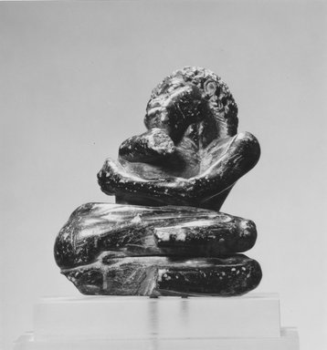 Egyptian. <em>Statuette of a Nubian Captive</em>, probably 2nd–1st century B.C.E. Steatite, 3 7/16 × 2 13/16 × 2 1/8 in. (8.8 × 7.1 × 5.4 cm). Brooklyn Museum, Charles Edwin Wilbour Fund, 49.59. Creative Commons-BY (Photo: Brooklyn Museum, CUR.49.59_negA_print_bw.jpg)