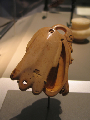  <em>Cosmetic Container in Form of Trussed Goose</em>, ca. 1539-1292 B.C.E. Ivory, 2 1/16 x 4 1/4 in. (5.3 x 10.8 cm). Brooklyn Museum, Charles Edwin Wilbour Fund, 49.63a-b. Creative Commons-BY (Photo: Brooklyn Museum, CUR.49.63a-b_erg456.jpg)
