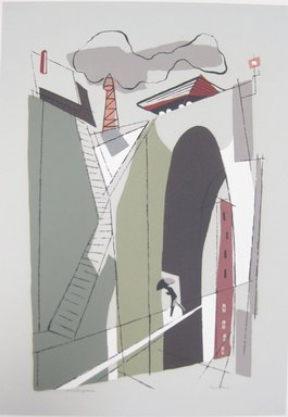 Philip Burnham Hicken (American, 1910-1985). <em>Underpass</em>, 1949. Serigraph on heavy wove paper, Sheet: 19 7/16 x 13 1/2 in. (49.4 x 34.3 cm). Brooklyn Museum, 49.74. © artist or artist's estate (Photo: Brooklyn Museum, CUR.49.74.jpg)