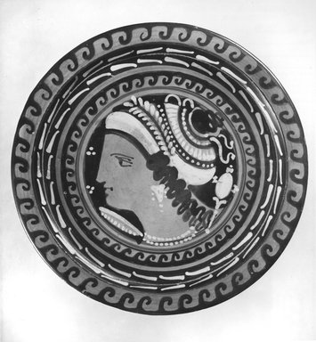 Apulian. <em>Shallow Dish</em>, late 4th century B.C.E. Clay, slip, 1 9/16 x Diam. 8 7/16 in. (4 x 21.4 cm). Brooklyn Museum, Gift of Mrs. J. Sherman Wight, 50.50. Creative Commons-BY (Photo: Brooklyn Museum, CUR.50.50_NegA_print_bw.jpg)