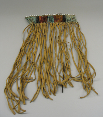 Sioux. <em>Quilled Fringe</em>, early 19th century. Buffalo hide, buckskin, porcupine quills, shell beads, 16 x 9 in. (40.6 x 22.9 cm). Brooklyn Museum, Henry L. Batterman Fund and the Frank Sherman Benson Fund, 50.67.34. Creative Commons-BY (Photo: Brooklyn Museum, CUR.50.67.34_view1.jpg)