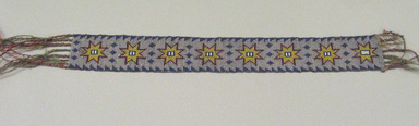 Chippewa (Anishinaabe). <em>Garter</em>, early 19th century. Crewel yarn, glass beads, seed beads, thread, 12 1/2 x 1 3/4 in. (31.8 x 4.4 cm). Brooklyn Museum, Henry L. Batterman Fund and the Frank Sherman Benson Fund, 50.67.37c. Creative Commons-BY (Photo: Brooklyn Museum, CUR.50.67.37c.jpg)