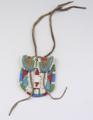 Plains (Eastern). <em>Beaded Pouch</em>, late 19th century. Hide, beads, 3 1/4 x 2 3/4 in. (8.3 x 7 cm). Brooklyn Museum, Henry L. Batterman Fund and the Frank Sherman Benson Fund, 50.67.40. Creative Commons-BY (Photo: Brooklyn Museum, CUR.50.67.40_view1.jpg)