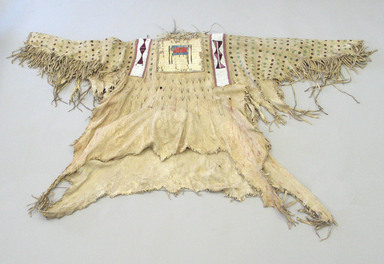 Blackfoot, Piegan. <em>Chief's Warrior Shirt</em>, early 19th century. Hide, quills, hair, beads, pigment, cloth, cotton thread, 44 x 69 1/4 in. (111.8 x 175.9 cm). Brooklyn Museum, Henry L. Batterman Fund and Frank Sherman Benson Fund, 50.67.5a. Creative Commons-BY (Photo: Brooklyn Museum, CUR.50.67.5a_view1.jpg)