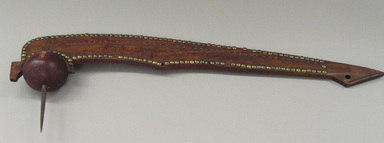 Menominee. <em>Ball-headed War Club with Spike</em>, early 19th century. Wood, brass nail studs, pigment, 24 1/4 in. (61.6 cm). Brooklyn Museum, Henry L. Batterman Fund and the Frank Sherman Benson Fund, 50.67.61. Creative Commons-BY (Photo: Brooklyn Museum, CUR.50.67.61_view1.jpg)