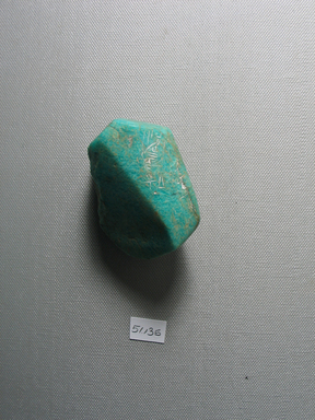  <em>Inscribed Magical Amulet</em>, ca. 664–525 B.C.E. Feldspar, 1 1/2 x 1 15/16 x 2 3/4 in. (3.8 x 5 x 7 cm). Brooklyn Museum, Gift of Mr. and Mrs. Alastair B. Martin, the Guennol Collection, 51.135. Creative Commons-BY (Photo: Brooklyn Museum, CUR.51.135_view1.jpg)