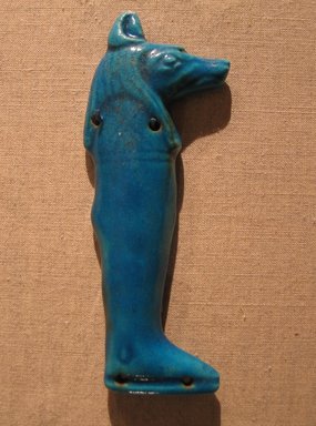  <em>One of the Four Sons of Horus</em>, ca. 664-after 30 B.C.E. Faience, 4 5/16 in.  (11.0 cm). Brooklyn Museum, Charles Edwin Wilbour Fund, 51.223.2. Creative Commons-BY (Photo: Brooklyn Museum, CUR.51.223.2_wwgA-3.jpg)