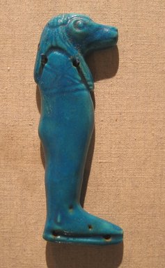  <em>One of the Four Sons of Horus</em>, ca. 664 B.C.E.–after 30 B.C.E. Faience, 4 5/16 in.  (11.0 cm). Brooklyn Museum, Charles Edwin Wilbour Fund, 51.223.4. Creative Commons-BY (Photo: Brooklyn Museum, CUR.51.223.4_wwgA-3.jpg)