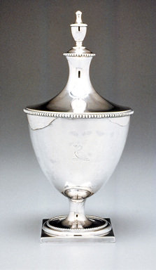 Myer Myers (American, 1723-1795). <em>Sugar Bowl with Lid</em>, ca. 1800. Silver, 9 1/4 x 4 1/2 in.  (23.5 x 11.4 cm). Brooklyn Museum, Gift of Stephen Ensko, 52.154a-b. Creative Commons-BY (Photo: Brooklyn Museum, CUR.52.154.jpg)