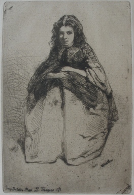 James Abbott McNeill Whistler (American, 1834–1903). <em>Portrait of Young Girl</em>. Etching on paper, Image: 6 3/8 x 4 1/4 in. (16.2 x 10.8 cm). Brooklyn Museum, Gift of Robert E. Blum, 53.99.5 (Photo: Brooklyn Museum, CUR.53.99.5.jpg)