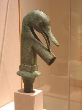  <em>Terminal Ornament</em>, 305-30 B.C.E. Bronze, 12 5/8 x 6 5/8 in. (32.1 x 16.8 cm). Brooklyn Museum, Charles Edwin Wilbour Fund, 54.101. Creative Commons-BY (Photo: Brooklyn Museum, CUR.54.101_wwg8.jpg)