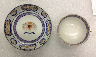  <em>Cup and Saucer</em>, 1785-1800. Porcelain, Cup: 2 x 3 1/2 in. (5.1 x 8.9 cm). Brooklyn Museum, The Helena Woolworth McCann Trade Procelain Collection, Gift of the Winfield Foundation, 55.10.104a-b. Creative Commons-BY (Photo: Brooklyn Museum, CUR.55.10.104a-b_top.jpg)