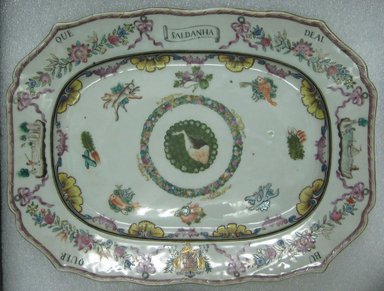  <em>Platter</em>, 1760-1770. Porcelain, 11 3/4 x 8 3/4 in. (29.8 x 22.2 cm). Brooklyn Museum, The Helena Woolworth McCann Trade Procelain Collection, Gift of the Winfield Foundation, 55.10.4. Creative Commons-BY (Photo: Brooklyn Museum, CUR.55.10.4_top.jpg)