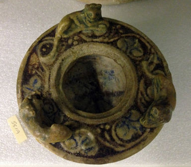 Roman. <em>Bowl</em>, 30 B.C.E.-first century C.E. Faience, 4 5/8 x Diam. 4 7/8 in. (11.8 x 12.4 cm). Brooklyn Museum, Charles Edwin Wilbour Fund, 55.119. Creative Commons-BY (Photo: , CUR.55.119_view01.jpg)