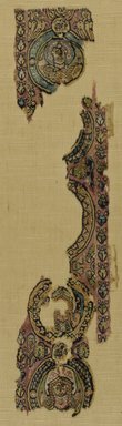 Possibly Coptic. <em>Band Fragment with Figural, Animal, and Botanical Decoration</em>, 6th century C.E. Flax, wool, 19 1/2 x 4 1/2 in. (49.5 x 11.4 cm). Brooklyn Museum, Anonymous gift, 57.120.4. Creative Commons-BY (Photo: Brooklyn Museum (in collaboration with Index of Christian Art, Princeton University), CUR.57.120.4_ICA.jpg)