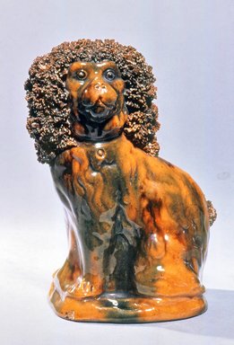 Wagnery Pottery. <em>Dog</em>, 19th century. Glazed earthenware, 6 3/8 × 3 3/4 in. (16.2 × 9.5 cm). Brooklyn Museum, Gift of Huldah Cail Lorimer in memory of George Burford Lorimer, 57.75.24. Creative Commons-BY (Photo: Brooklyn Museum, CUR.57.75.24.jpg)