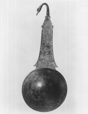  <em>Simpulum</em>, 305-30 B.C.E. Bronze, 5 7/8 × 14 5/16 in. (15 × 36.4 cm). Brooklyn Museum, Charles Edwin Wilbour Fund, 58.127. Creative Commons-BY (Photo: Brooklyn Museum, CUR.58.127_print_negC_bw.jpg)