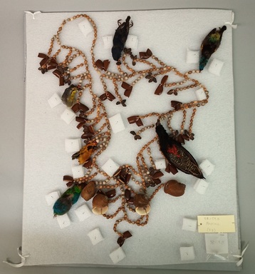  <em>Necklace</em>, 20th century. Plant? fiber, seeds, snail shells, whole birds, 18 × 2 × 22 1/2 in. (45.7 × 5.1 × 57.2 cm). Brooklyn Museum, Gift of George Grossblatt, 58.159.8. Creative Commons-BY (Photo: Brooklyn Museum, CUR.58.158.8.jpg)