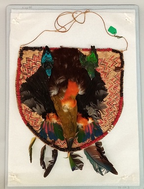 Possibly Shuar. <em>Gorget</em>, 20th century. Bark cloth, stuffed birds, feathers, bird head, 23 1/4 × 15 × 1 1/2 in. (59.1 × 38.1 × 3.8 cm). Brooklyn Museum, Gift of George Grossblatt, 58.159.3. Creative Commons-BY (Photo: Brooklyn Museum, CUR.58.159.3_view01.jpg)