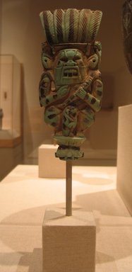  <em>Protective God</em>, ca. 945–718 B.C.E. Faience, 5 15/16 x 2 1/2 x 15/16 in. (15.1 x 6.4 x 2.4 cm). Brooklyn Museum, Charles Edwin Wilbour Fund, 58.171. Creative Commons-BY (Photo: Brooklyn Museum, CUR.58.171_wwg8.jpg)