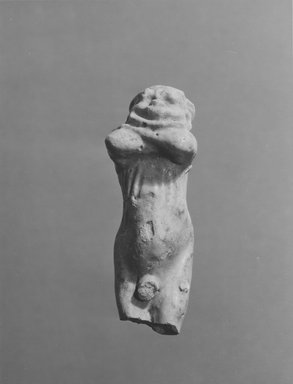  <em>Statuette of a Silenus(?)</em>, 100 B.C.E. to 100 C.E. Faience Brooklyn Museum, Charles Edwin Wilbour Fund, 58.28.4. Creative Commons-BY (Photo: Brooklyn Museum, CUR.58.28.4_NegA_print_bw.jpg)