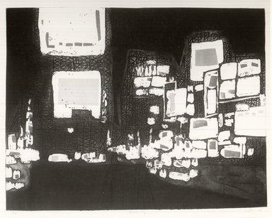 Gerson Leiber (American, 1921-2018). <em>Nervous Square (Broadway - Times Square)</em>, 1956. Intaglio in color on wove paper, 17 13/16 x 23 5/8 in. (45.2 x 60 cm). Brooklyn Museum, Gift of the artist, 59.64.2. © artist or artist's estate (Photo: Brooklyn Museum, CUR.59.64.2.jpg)