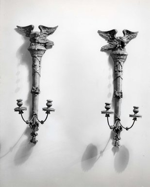  <em>Pair of Wall Sconces</em>. Carved and gilt deal, and gesso Brooklyn Museum, Gift of Mrs. Cheever Porter, 60.136.3a-b. Creative Commons-BY (Photo: Brooklyn Museum, CUR.60.136.3a-b_bw.jpg)