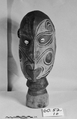  <em>Carved Head on Base</em>, 20th century. Wood, pigment, 14 15/16 x 5 7/8 in. (38 x 15 cm). Brooklyn Museum, Museum Collection Fund, 60.52.10. Creative Commons-BY (Photo: Brooklyn Museum, CUR.60.52.10_bw.jpg)