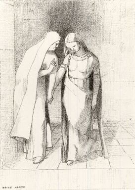 Odilon Redon (French, 1840-1916). <em>Entretien mystique</em>, 1892. Lithograph on wove paper, 5 5/16 x 3 13/16 in. (13.5 x 9.7 cm). Brooklyn Museum, Gift of Mrs. Mata Roudin, 61.121.5 (Photo: Brooklyn Museum, CUR.61.121.5.jpg)