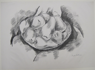 Marsden Hartley (American, 1877–1943). <em>Dish of Apples and Pears</em>, 1923. Lithograph in black ink on off-white, moderately thick, slightly textured machine-made wove paper, Sheet: 15 7/16 x 21 1/2 in. (39.2 x 54.6 cm). Brooklyn Museum, Dick S. Ramsay Fund, 61.4.3 (Photo: Brooklyn Museum, CUR.61.4.3.jpg)