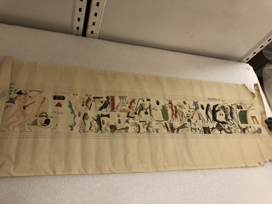  <em>Copy of the Satirical Papyrus of Turin</em>, mid-20th century C.E. Paint on paper, 16 15/16 × 113 3/4 in. (43 × 289 cm). Brooklyn Museum, Anonymous gift, 61.78. Creative Commons-BY (Photo: Brooklyn Museum, CUR.61.78_view01.jpg)