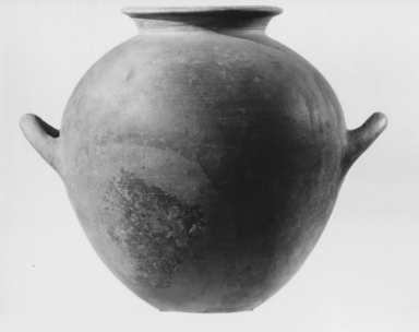 Etruscan. <em>Storage or Grain Jar</em>, 7th-6th century B.C.E., or earlier. Clay, 13 3/16 x Diam. 13 in. (33.5 x 33 cm). Brooklyn Museum, Bequest of Mary Olcott in memory of her brother, George N. Olcott, and her grandfather, Charles Mann Olcott, one of the founders of the Brooklyn Institute of Arts and Sciences, 62.147.13. Creative Commons-BY (Photo: , CUR.62.147.13_NegA_print_bw.jpg)