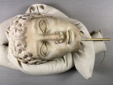 <em>Head of Youth</em>, 2nd century B.C.E. (possibly). Marble, Height: 6 1/8 in. (15.5 cm). Brooklyn Museum, Charles Edwin Wilbour Fund, 63.184. Creative Commons-BY (Photo: Brooklyn Museum, CUR.63.184_view01.jpg)