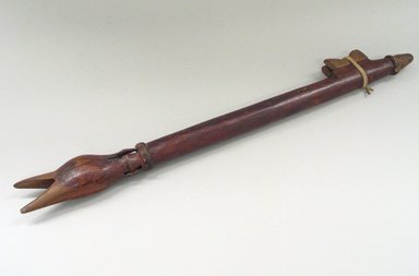 Plains. <em>Carved Flute in Shape of Bird's Head</em>, 1801-1900. Wood, metal, 25 x 2 3/4 in.  (63.5 x 7 cm). Brooklyn Museum, Dick S. Ramsay Fund, 63.201.2. Creative Commons-BY (Photo: Brooklyn Museum, CUR.63.201.2_view1.jpg)