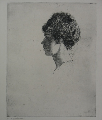 Frank Weston Benson (American, 1862–1951). <em>Profile Head</em>, 1914. Etching on laid paper, Sheet: 12 11/16 x 10 1/8 in. (32.2 x 25.7 cm). Brooklyn Museum, Gift of The Louis E. Stern Foundation, Inc., 64.101.18 (Photo: Brooklyn Museum, CUR.64.101.18.jpg)