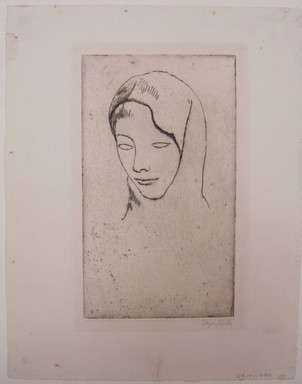 Kenneth Hayes Miller (American, 1876–1954). <em>Head</em>. Etching on paper, folder: 19 5/16 x 14 3/8 in. (49 x 36.5 cm). Brooklyn Museum, Gift of The Louis E. Stern Foundation, Inc., 64.101.280 (Photo: Brooklyn Museum, CUR.64.101.280.jpg)