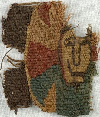 Coptic. <em>Fragment with Figural Decoration</em>, 5th–7th century C.E. Flax, wool, 1 15/16 x 1 15/16 in. (5 x 5 cm). Brooklyn Museum, Gift of Adelaide Goan, 64.114.264 (Photo: Brooklyn Museum (in collaboration with Index of Christian Art, Princeton University), CUR.64.114.264_ICA.jpg)