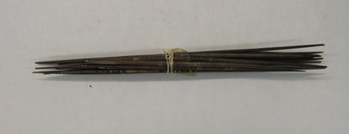  <em>16 Spindles</em>, 1000–1400. Wood, pigment, longest spindle: 1/8 × 1/8 × 12 3/16 in. (0.3 × 0.3 × 31 cm). Brooklyn Museum, Gift of Adelaide Goan, 64.114.35a-p (Photo: Brooklyn Museum, CUR.64.114.35a-p.jpg)