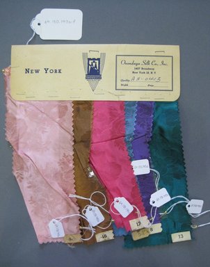 Onondaga Silk Company, Inc. (1925-1981). <em>Textile Swatches</em>, 1948-1959. Silk, 11 x 9 in. (27.9 x 22.9 cm). Brooklyn Museum, Gift of the Onondaga Silk Company, 64.130.140a-f (Photo: Brooklyn Museum, CUR.64.130.140a-f.jpg)