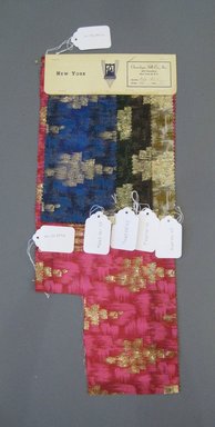 Onondaga Silk Company, Inc. (1925-1981). <em>Textile Swatches</em>, 1948-1959. Silk and metal yarns, a: 22 x 9 in. (55.9 x 22.9 cm). Brooklyn Museum, Gift of the Onondaga Silk Company, 64.130.284a-e (Photo: Brooklyn Museum, CUR.64.130.284a-e.jpg)
