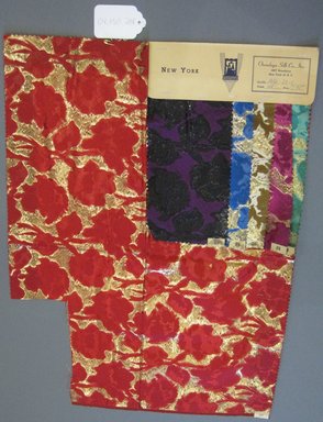 Onondaga Silk Company, Inc. (1925-1981). <em>Textile Swatches</em>, 1948-1959. silk; metal, (a) - (e): 8 1/2 x 4 1/2 in. (21.6 x 11.4 cm). Brooklyn Museum, Gift of the Onondaga Silk Company, 64.130.28a-f (Photo: Brooklyn Museum, CUR.64.130.28f.jpg)