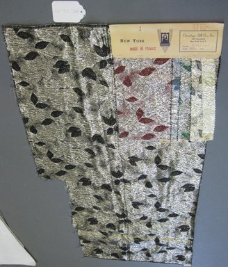 Onondaga Silk Company, Inc. (1925-1981). <em>Textile Swatches</em>, 1948-1959. 46% Nylon; 25% Acetate; 16% Rayon, 13% metal, (a) - (e): 9 x 5 in. (22.9 x 12.7 cm). Brooklyn Museum, Gift of the Onondaga Silk Company, 64.130.32a-f (Photo: Brooklyn Museum, CUR.64.130.32f.jpg)