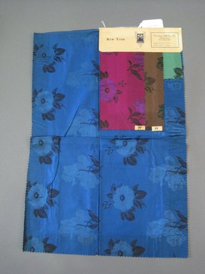Onondaga Silk Company, Inc. (1925–1981). <em>Textile Swatches</em>, 1948–1959. Silk, 24 x 15 3/4 in. (61 x 40 cm). Brooklyn Museum, Gift of the Onondaga Silk Company, 64.130.498 (Photo: Brooklyn Museum, CUR.64.130.498.jpg)
