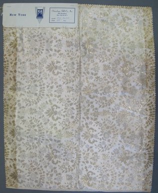 Onondaga Silk Company, Inc. (1925-1981). <em>Textile Swatches</em>, 1948-1959. silk and metal, largest component (a): 22 x 18 in. (55.9 x 45.7 cm). Brooklyn Museum, Gift of the Onondaga Silk Company, 64.130.59 (Photo: Brooklyn Museum, CUR.64.130.59.jpg)