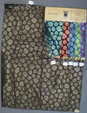 Onondaga Silk Company, Inc. (1925-1981). <em>Textile Swatches</em>, 1948-1959. 81% silk; 19% metal, largest component (a): 23 1/2 x 18 in. (59.7 x 45.7 cm). Brooklyn Museum, Gift of the Onondaga Silk Company, 64.130.65a-f (Photo: Brooklyn Museum, CUR.64.130.65a-f.jpg)
